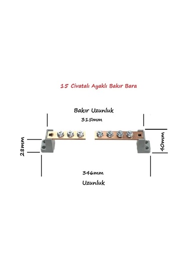 Meepo 20x4mm, 15 Civatalı Ayaklı Bakır Bara 250a