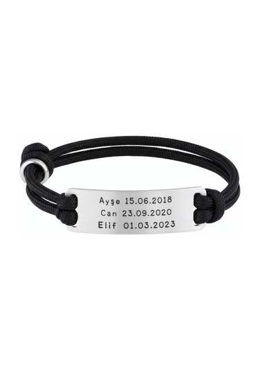Plaka İsimli Gümüş İpli Bileklik - Gümüş Gümüş