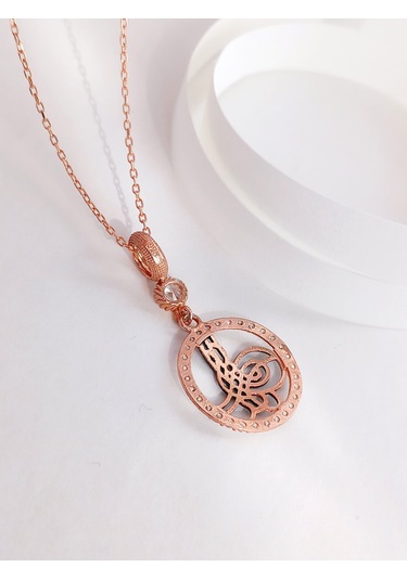 Keskin Gümüş Rose Osmanlı Tuğra Tasarım Kadın Gümüş Kolye