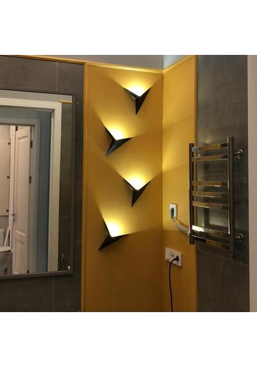 Novahub Altın Minimalist Üçgen Led Duvar Lambası, İskandinav Tarzı Oturma Odası Işıkları, Basit Aydınlatma, Yatak Odası İçin Altın