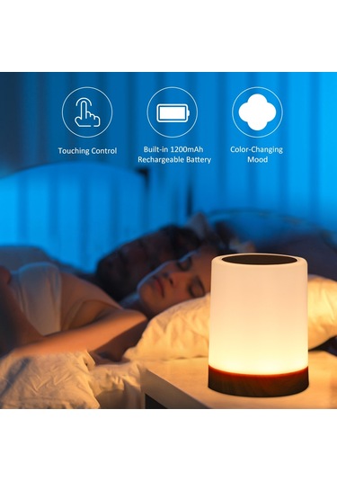 V3 Neoglint Led Renkli Ahşap Gece Lambası Sıcak Beyaz + Renkli Işık Çok Renkli