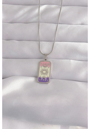 Dodes Dodes 316l Çelik Gümüş Renk Karışık Mineli Ay Figür Tarot Kolye Tg27bko9044 Çok Renkli