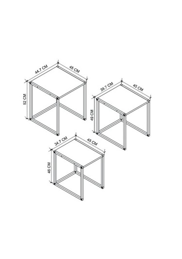 Clevernest 3lü Zigon Sehpa Ahsap Ve Metal - Çam Rengi Çam