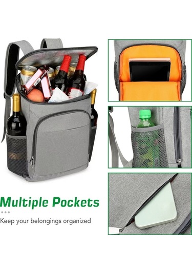 Pazly Soğutucu Sırt Çantası, Yalıtımlı Öğle Yemeği Çantası, Kamp, Yürüyüş, Piknik, Plaj İçin Siyah/kırmızı/gri/turuncu Çok Renkli