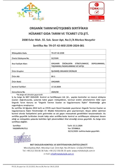 Organik Karabuğday Unu 500gr Pestisit Analizli Organik Sertifikalıdır.