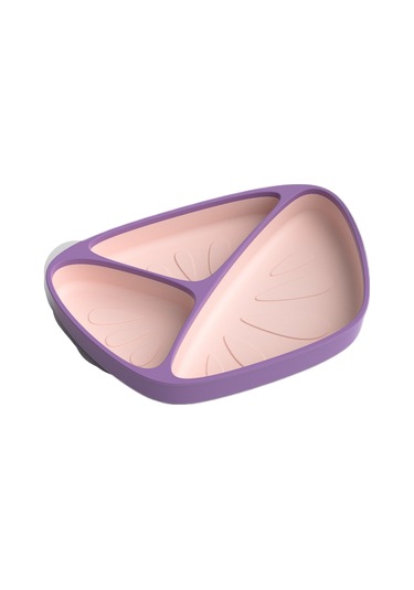 Jianfan Vakum Tabanlı Silikon Mama Tabağı Ve Kasesi Bebek Beslenme Seti Mor Tek Plaka 1 Mor