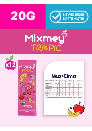Muz + İncir Karma Meyve Barı 24 Adet Sağlıklı Atıştırmalıklar Vegan, Glutensiz 20gr X 24 Adet