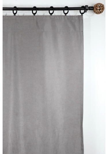 Poli Perde Çift Kanat Dikey Fırfırlı Açık Gri