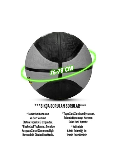 Telvesse Strong Basketbol Topu Pompalı Full Kauçuk Dayanıklı Deep Channel Kabartma No:7 B12 Gri