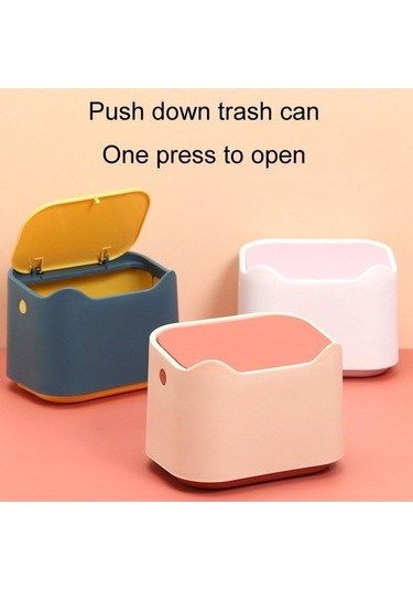 Tongxida 17,8x13x13,5cm Beyaz Pembe İtmeli Küçük Çöp Kovası Evcil Hayvan Kum Kabı Koku Önleyici Diğer
