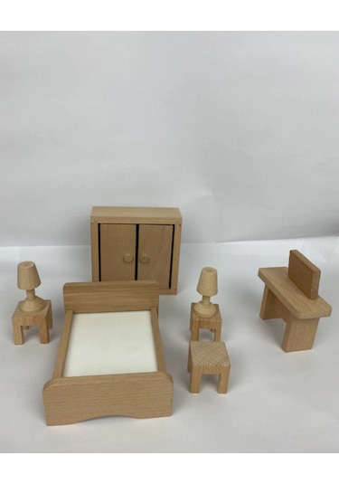 Naturel Ahşap Oyuncak Yatak Odası