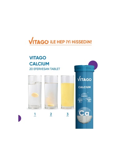 Vitago Prokalsiyum Vitamin D Vitamin K2 20 Efervesan Tablet