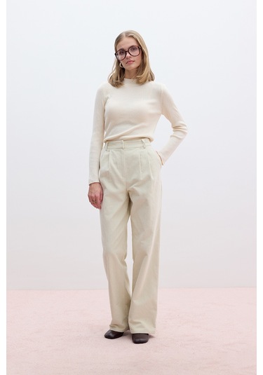 Fitilli Kadife Straıght Fit Pantolon Vanilya Vanilya Ekru