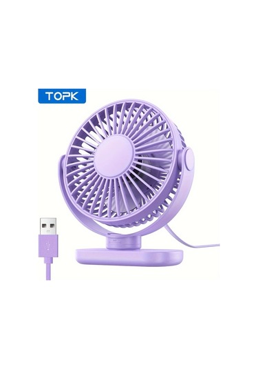 Boatshop1 Mor Topk Kişisel Usb Klipsli Masa Fanı Fırçasız Motor Sessiz Güçlü Hava Akışı Taşınabilir Mini Fan