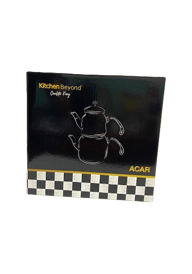 Acar Qualita King Xap-5758 Mini Emaye Dama Çaydanlık Takımı Siyah - Beyaz