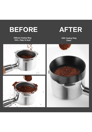 Shineyee İtalyan Kahve Makinesi İçin Manyetik Uçurma Önleyici, 51mm Siyah Alüminyum Toz Sabitleyici Halka Diğer