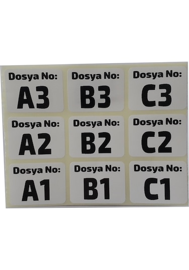 Sayı Etiketi Alfanümerik Sayı, Numara Etiketi A001'den A100'e