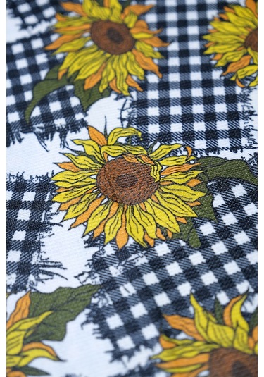 Sufre Sıvı Geçirmez Masa Örtüsü Sofra Bezi Sofra Örtüsü Piknik Örtüsü Ayçiçeği Siyah