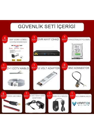 4 Kameralı-gece Renkli 5mp Lensli 1080p Fullhd Kamera Seti -tak Ç