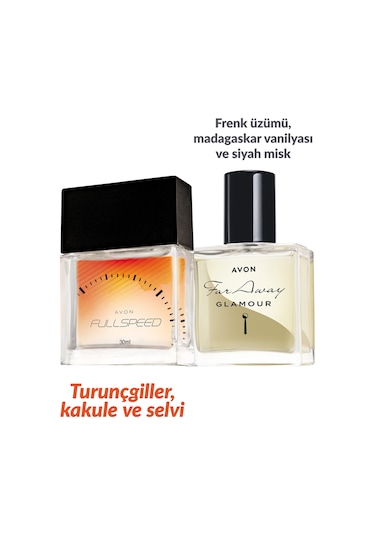 Avon Far Away Glamour Kadın Parfüm EDT 30 ML + Full Speed Erkek Parfüm EDT 30 ML