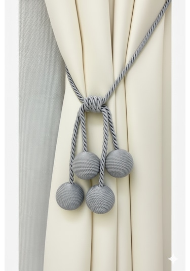 Modern Sarım 4 Toplu Braçol Kornişe Takmatik Ipli Tavan Perde Aksesuarı Gri