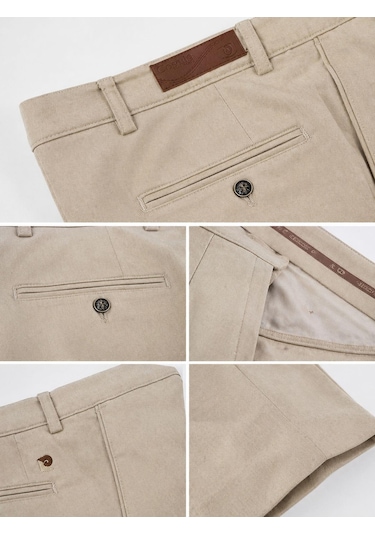 Classics Men Caserta Regular Fit Likralı Erkek Kumaş Pantolon - 7558 Krem