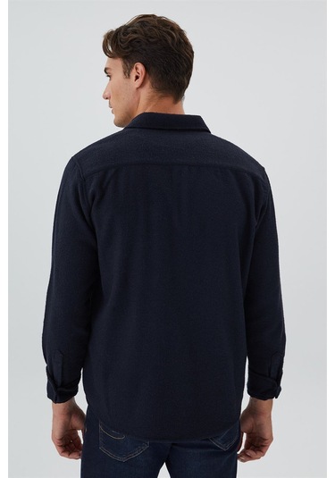 Harold Erkek Dokuma Uzun Kol Gömlek Lacivert-15328 Lacivert