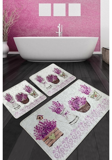 Giardino Di Lavanda Banyo Halısı Djt 3 Lü Set Çok Renkli