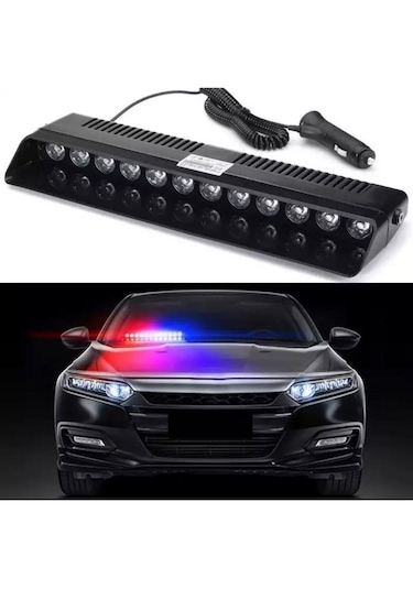 S12 Profesyonel Çakar Vantuzlu Çakmaklık Girişli 12 Ledli Kırmızı