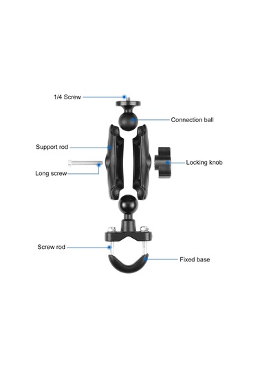 Puluz Motosiklet Gidon Sabit Montajlı U-bolt Taban Tutucu Gopro Ve Diğer Aksiyon Kameraları İçin Siyah