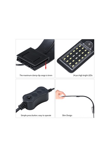 Geeroyoo "24 Led Akvaryum Işığı - Taşınabilir 10w Beyaz Aydınlatma, Bitki Büyümesini Destekler" Diğer