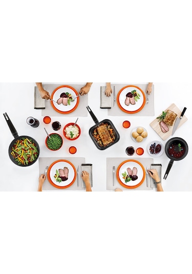 Titanium Serisi Yapışmaz Kaplamalı Dövme Alüminyum Wok Tava 28cm Siyah