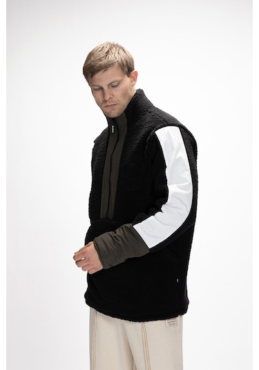 Bomb Si Yah Yarım Fermuarlı Erkek Polar Siyah