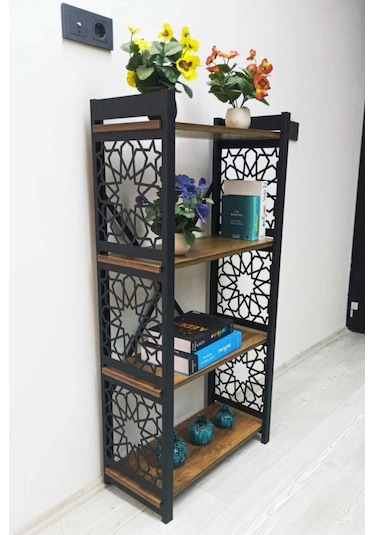 Desenli Lazer Kesim Metal Raf,kitaplık,çiçeklik,ofis Dolabı,banyo Düzenleyici,mutfak Rafı Siyah Ceviz Desenli Lazer Kesim Metal Raf,kitaplık,çiçeklik,ofis Dolabı,banyo Düzenleyici,mutfak Rafı Siyah Ceviz
