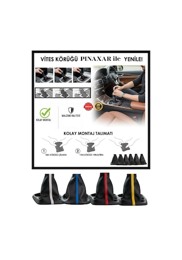 Opel Combo Siyah Deri Prime Tasarım Kırmızı Şerit Vites Körüğü