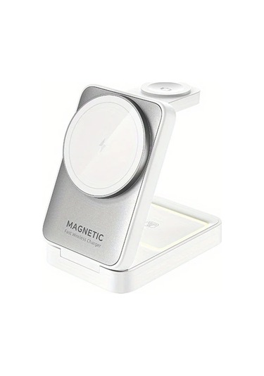 Topshop1 Beyaz Kablosuz Manyetik Hızlı Şarj Standı Led Gece Lambası İphone Uyumlu 16 15 14 13 12 Pro Max  Watch İwatch 10 9 8 7 6 5 Se 4 Ultra İçin