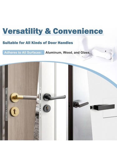 Çocuklara Dayanıklı Kapı Kolu, 4 Oda, Dayanıklı Abs Kapı Kolu Kilidi, Çocuklara Dayanıklı, Kendinden Yapışkanlı Arka Yüzeye Sahip Basit Tasarım