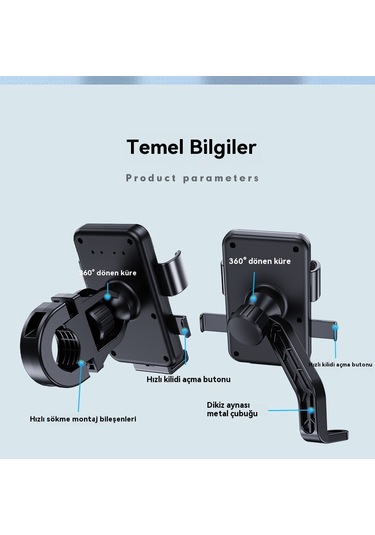 Elektrikli Bisiklet Telefon Tutacağı, Motosiklet Navigasyon Tutacağı, Araç İçi Telefon Tutacağı Blue