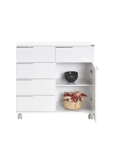 Diamond 5 Çekmeceli Tek Kapaklı Dolap - Lake Beyaz