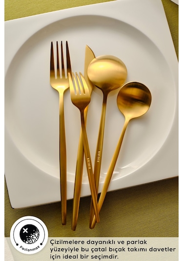 Karaca  Orion Mat Gold 12 Kişilik 60 Parça Çatal Kaşık Bıçak Takımı