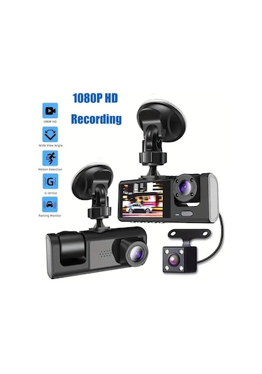 Araç Araba Kamerasi Black Box Traffic Recorder 3 Kameralı 5256