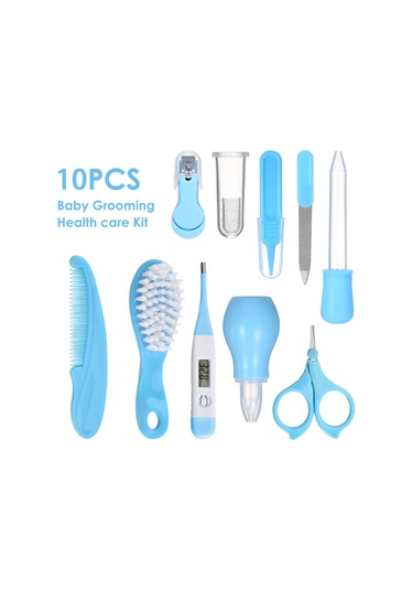 Xindoker Bebek Bakımı Mutfak Seti Mavi - 10 Parça: Tırnak Kırıcı, Tırnak Makası, Dijital Termometre, Eğik Fırça Ve Daha Fazlası