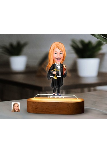 Bk Gift Kişiye Özel Avukat Karikatürlü Dekoratif 3d Biblo Led Işıklı Gece Lambası-1, Arkadaşa Hediye Kobitmeyen138298 Bk Gift