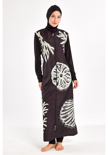 Uzun Tam Boy Tam Kapalı Tesettür Mayo Here 1308 Siyah Siyah01 Siyah