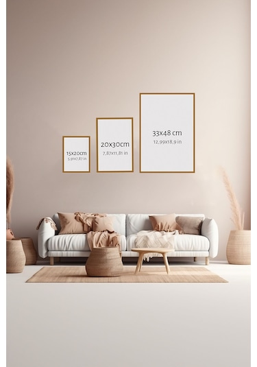 3 Parça Ahşap Çerçeve Görünümlü Mdf Poster Tablo Seti - Set 5 - Mdf3dsohoset5