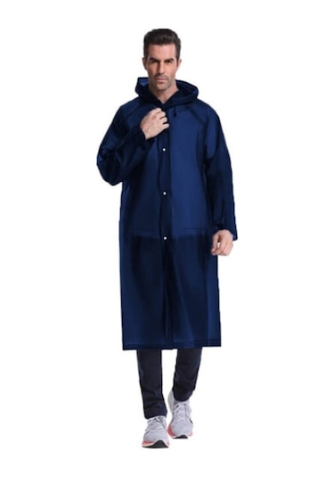 Kadın Erkek Yağmurluk Kapüşonlu Çıtçıtlı Eva Lacivert Yağmurluk M Lacivert