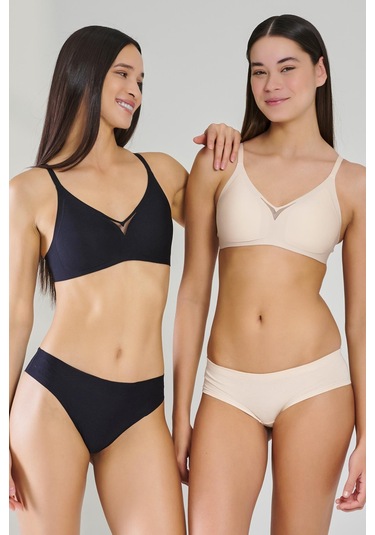 Yeni İnci İz Yapmayan Lazer Kesim Hafif Sütyen Br108 Siyah