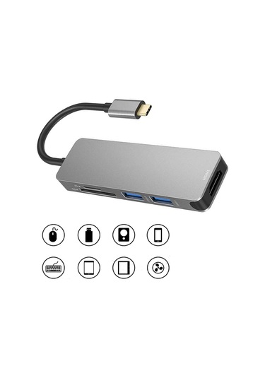 4k Hdmı İçin Alüminyum Usb Ac Hub, Kullanışlı Sd Tf Kart Okuyucu Ve Çok İşlevli Hub Aracılığıyla Kolay Dosya Erişimi, Dizüstü Bilgisayar Ve Macbook İçin Kompakt Tasarım