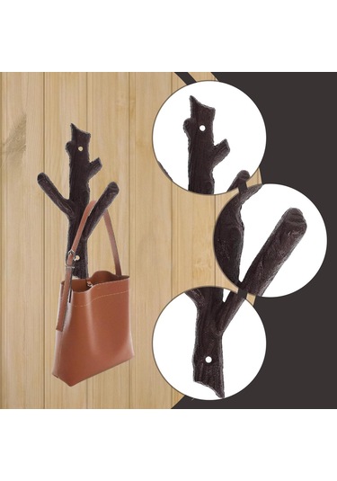 Suntek Dökme Demir Ağaç Dalı Duvar Askısı Hediyelik Giysi Kahverengi