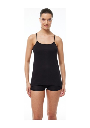 Malabadi Kadın Siyah 6 Lı Paket %100 Pamuk Ribana Ip Askılı Atlet 105-e Siyah
